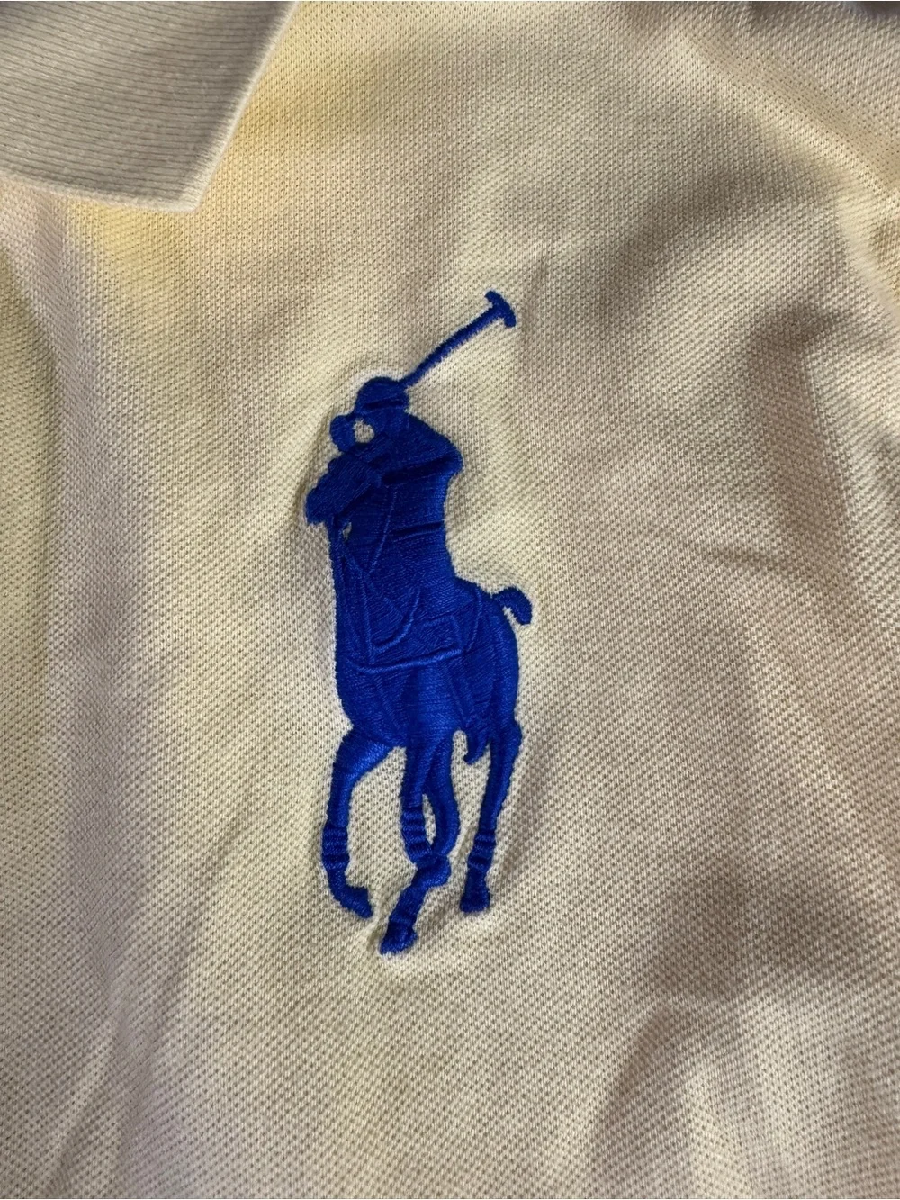 Polo Ralph Lauren Custom Fit Big Pony Polo Shirt Yellow Blue Men’s XL